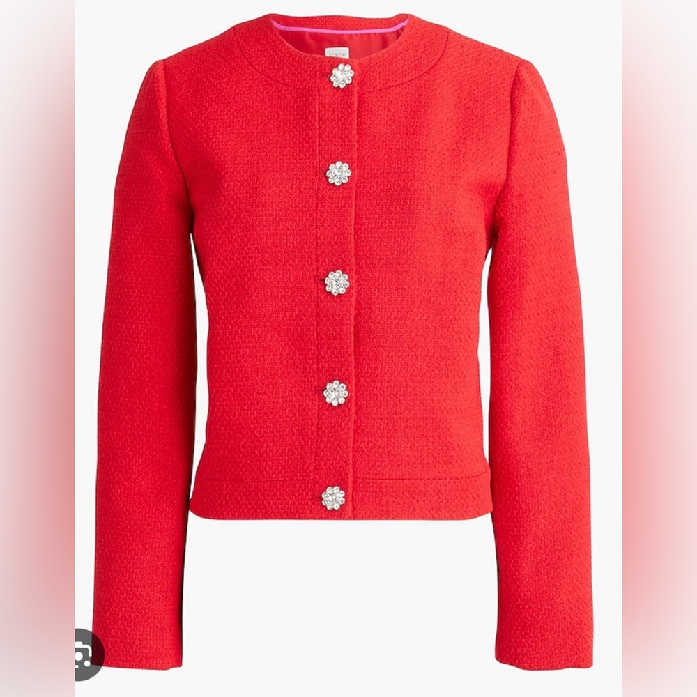 J. Crew Tweed lady jacket with jeweled buttons